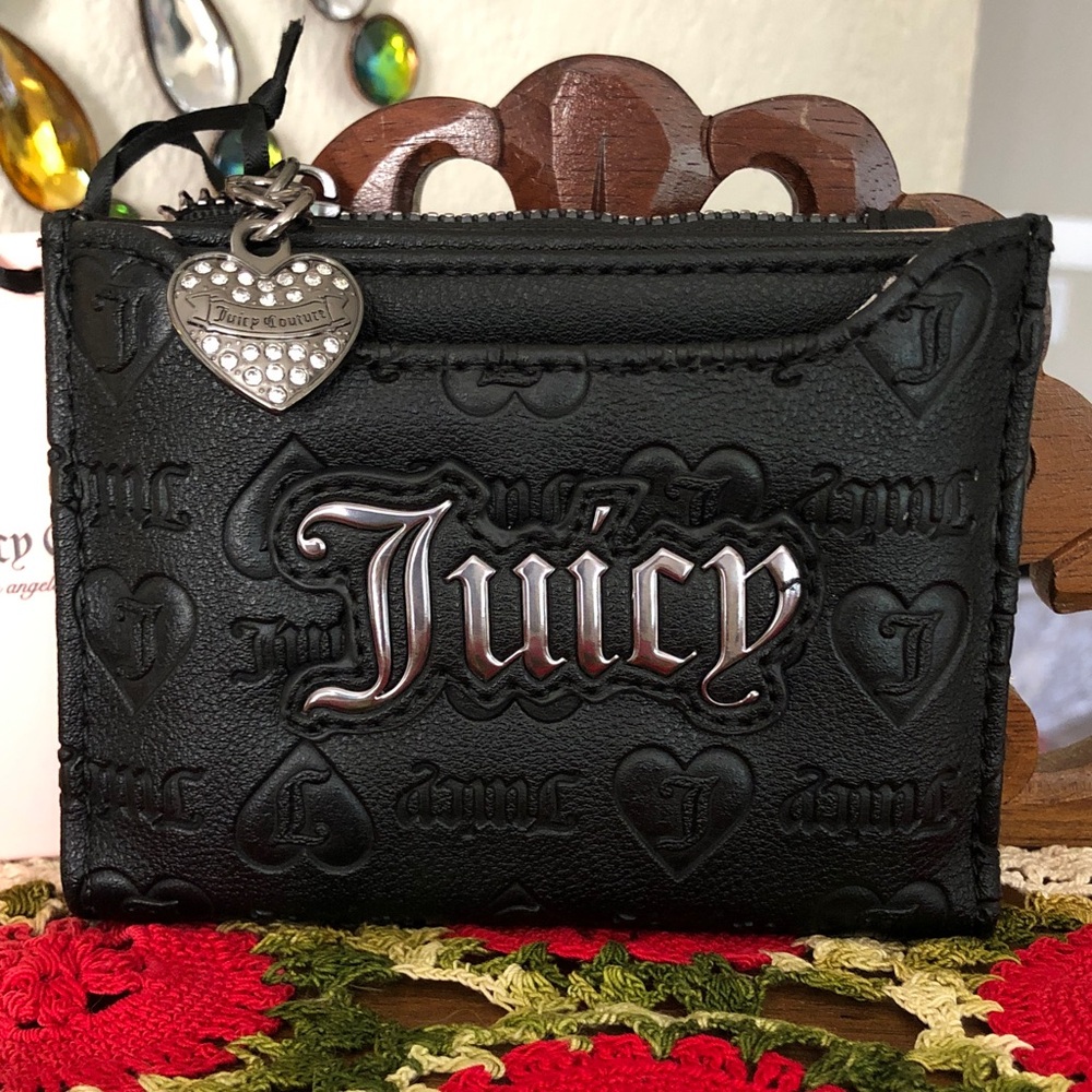 NWT Juicy Couture Black Embossed Upgrade Bifold Wallet w/ Card Case